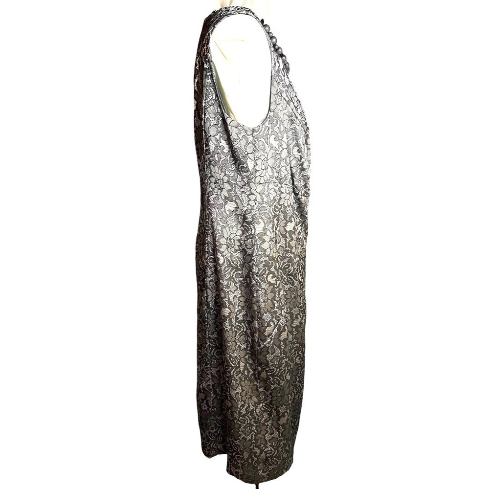 Lane Bryant Lace Print Beaded Sleeveless Sheath Dress Midi Size 14 NWT - Picture 1 of 5
